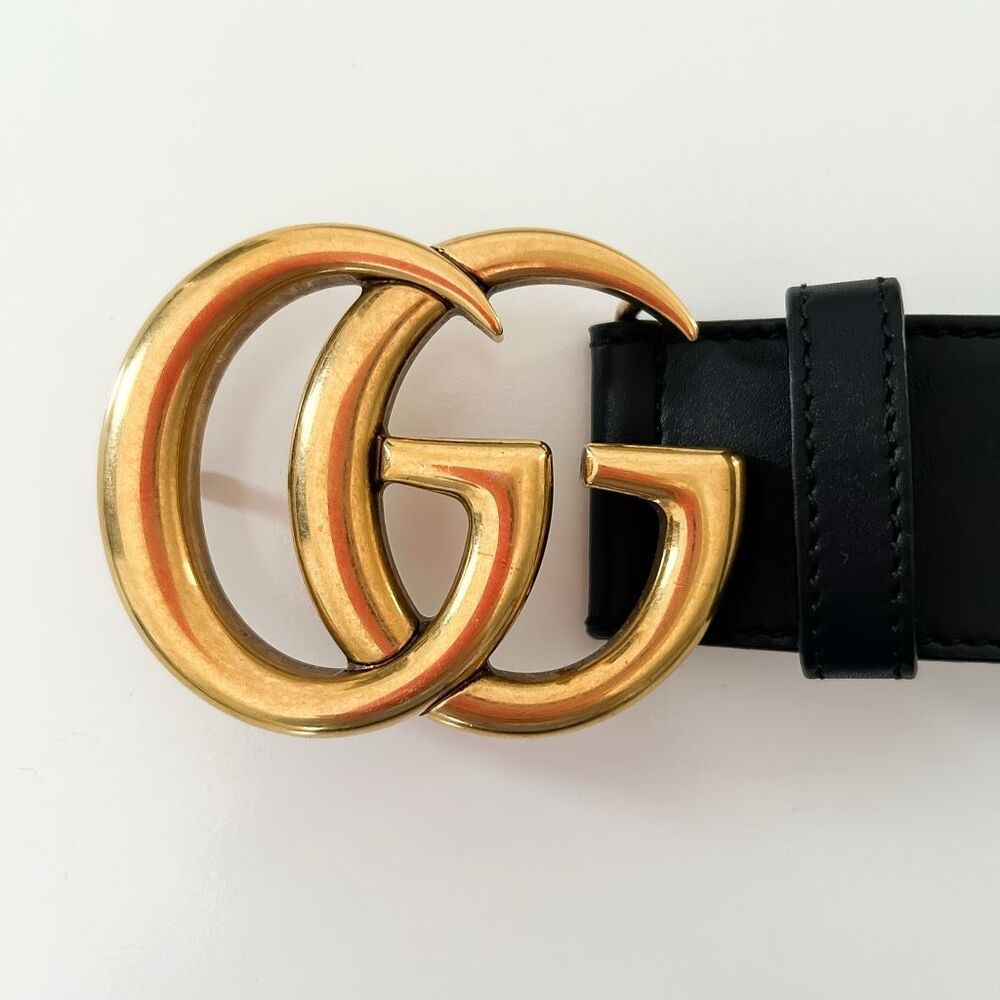 Gucci GG Marmont Wide Belt Size 70 Black Leather Authentic - Picture 5 of 6
